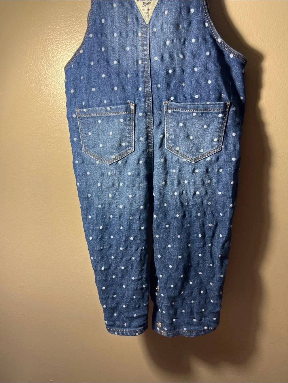 OshKosh B'gosh Navy Denim Polka Dot Overalls stock (47)
